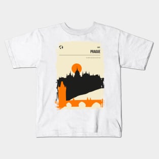 Prague Vintage Minimal Czech Republic Travel Poster Kids T-Shirt